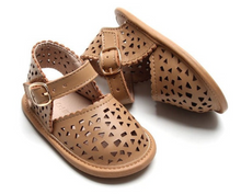 Load image into Gallery viewer, Consciously Baby Leather Pocket Sandal Tan Soft Sole
