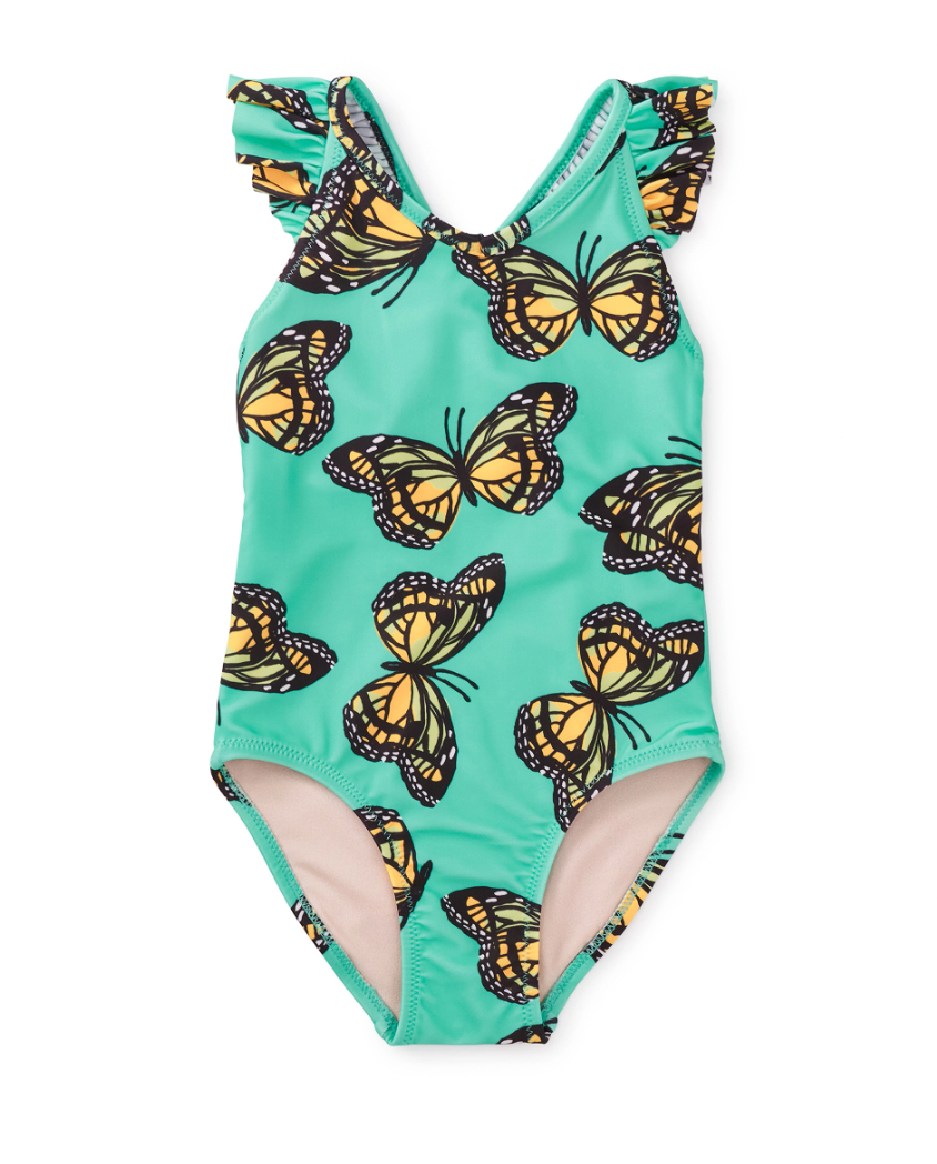 Tea Collection Ruffle One Piece Swimsuit Monarch Migration