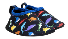 Load image into Gallery viewer, Robeez Aqua Shoes Black Multi Sharks
