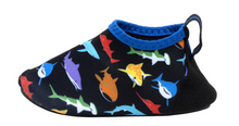 Load image into Gallery viewer, Robeez Aqua Shoes Black Multi Sharks
