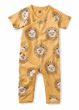 Load image into Gallery viewer, Tea Collection Baby Wrap Neck Romper Sunny Lions Size Newborn
