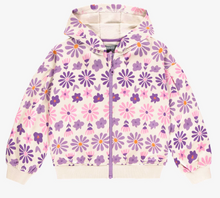 Load image into Gallery viewer, Souris Mini Cream Hoodie With Purple Floral Print In French Terry Child
