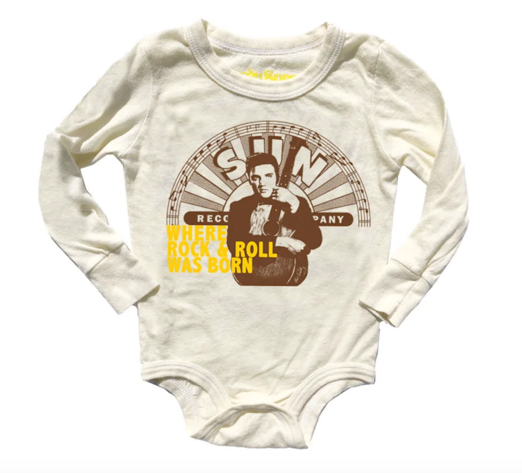 Rowdy Sprout Elvis Sun Records Unisex LS Onesie Cream