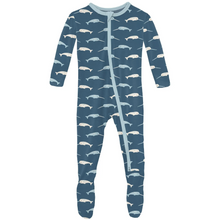 Load image into Gallery viewer, Kickee Pants Deep Sea Narwhal Footie With 2 Way Zipper
