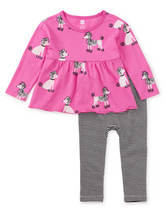 Load image into Gallery viewer, Tea Collection Peplum Top &amp; Pants Baby Set Poodle Promenade
