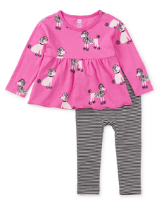 Tea Collection Peplum Top & Pants Baby Set Poodle Promenade