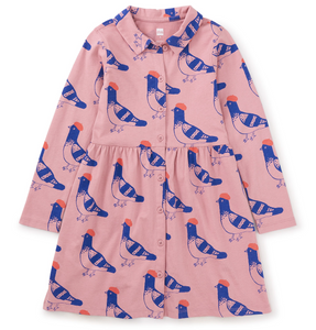 Tea Collection Collared Long Sleeve Shirtdress Fashion Pigeon