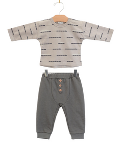 City Mouse Baby Boy Set-Combed Jersey Trains Porpoise/Pewter Size 0-3m