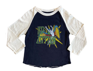 Rowdy Sprout Led Zeppelin Recycled Raglan Tee Off Black Cream Size 4 Toddler