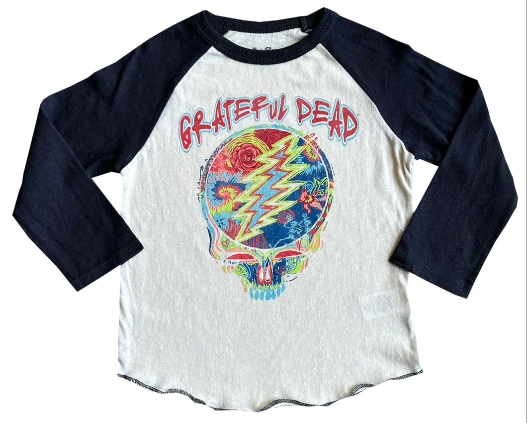 Rowdy Sprout Grateful Dead Recycled Raglan Tee Cream/Off Black Size 18-24m