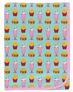 Kickee Pants Print Swaddling Blanket Summer Sky Cheeseburger One Size