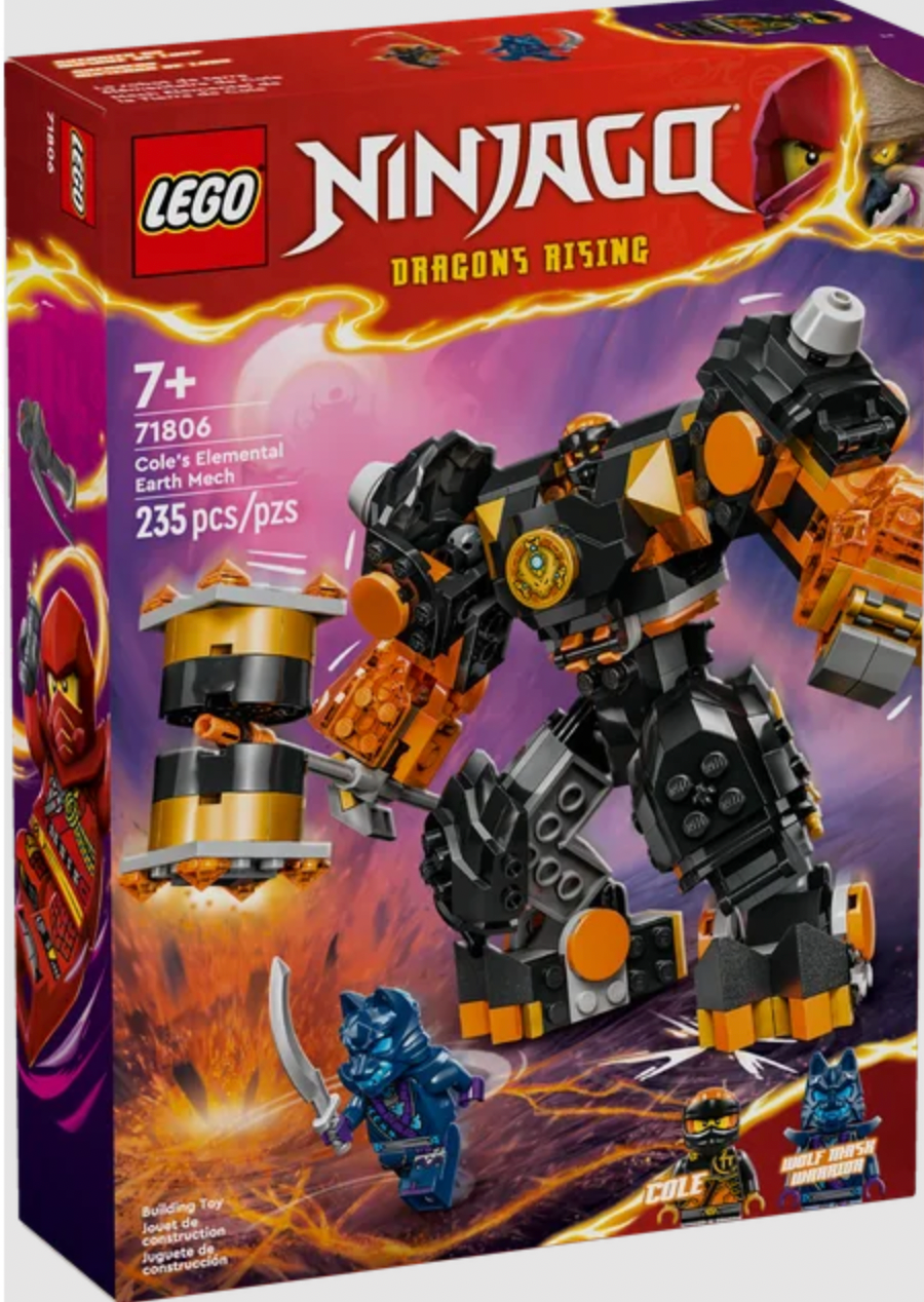 Lego Ninjago Dragons Rising Cole's Elemental Earth Mech 7+ 235 Pieces