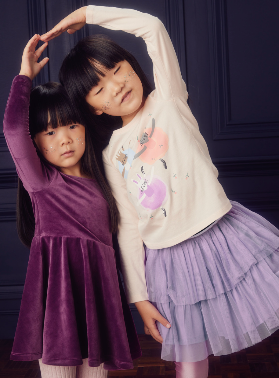Tea Collection Tiered Tulle Skirt Sheer Lilac Silver Moon Kids