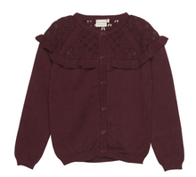 Load image into Gallery viewer, Minymo Cotton Wool Cardigan Knit Plum
