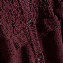 Load image into Gallery viewer, Minymo Cotton Wool Cardigan Knit Plum
