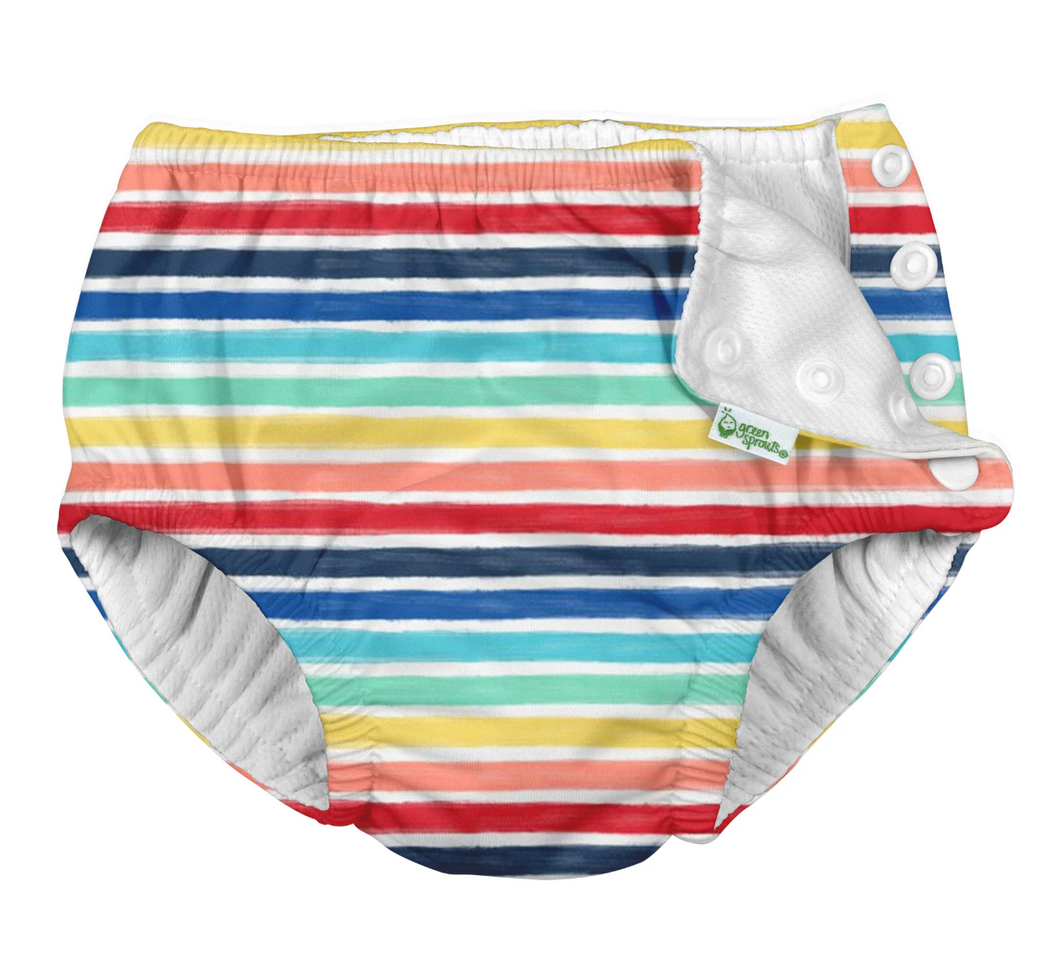 Green Sprouts Swimsuit Diaper Rainbow Stripe Size 12mo