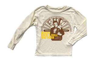 Rowdy Sprout Elvis Sun Records Unisex LS Tee Cream Size 8 Years