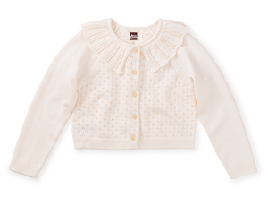 Tea Collection Collared Pointelle Cardigan Chalk