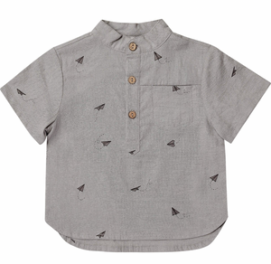 Rylee + Cru Baby Short Sleeve Mason Shirt Paper Planes Size 12-18m