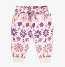 Load image into Gallery viewer, Souris Mini Cream Pants With Purple Floral Print In French Terry Baby
