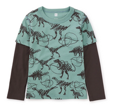 Load image into Gallery viewer, Tea Collection Printed Layered Sleeve Tee Scribbled Dinosaurs
