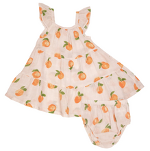 Load image into Gallery viewer, Angel Dear Peaches Twirly Sundress &amp; Diaper Cover
