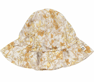 Müsli Fiona Poplin Baby Hat With Floral Print Buttercream Size 6-12m