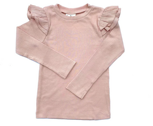 City Mouse Flutter Tee Modal Rib Rose Smoke Size 5 Years
