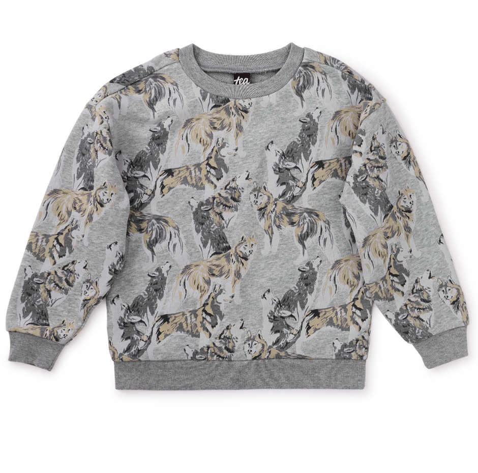 Tea Collection Grey Wolf Pack Printed Popover Grey Wolf Pack