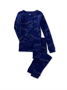 Tea Collection Goodnight Pajama Set Patagonia Dinos Size 2 Toddler
