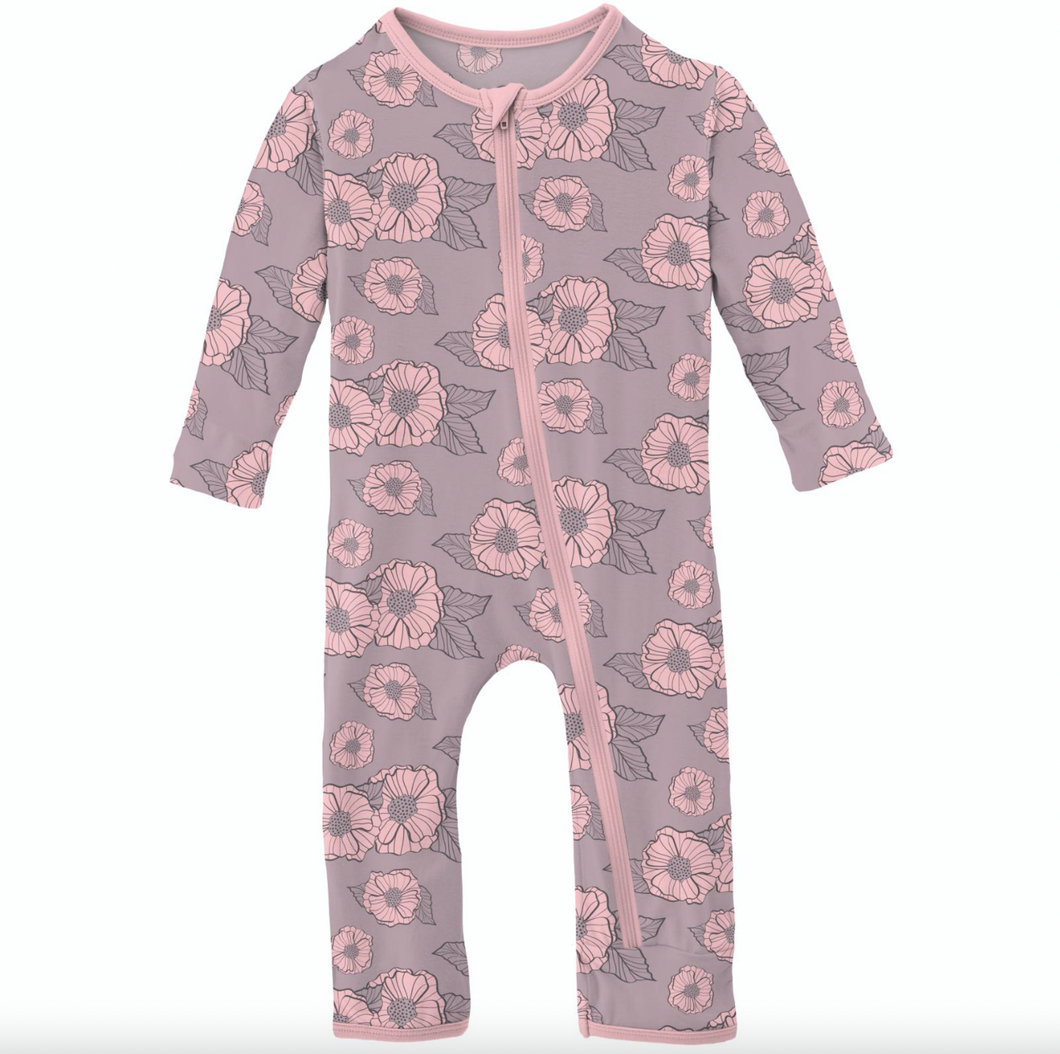 Kickee Pants Print Coverall With Zipper Sweet Pea Poppies
