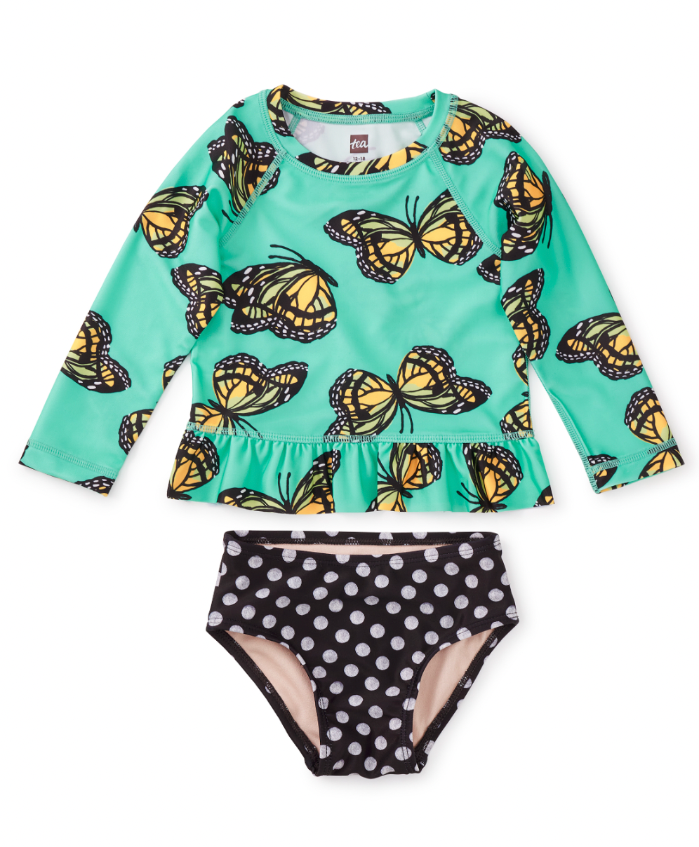 Tea Collection Rash Guard Baby Swim Set Monarch Migration Size 9-12m