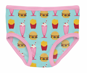 Kickee Pants Print Girls Underwear Summer Sky Cheeseburger Size 6-8y