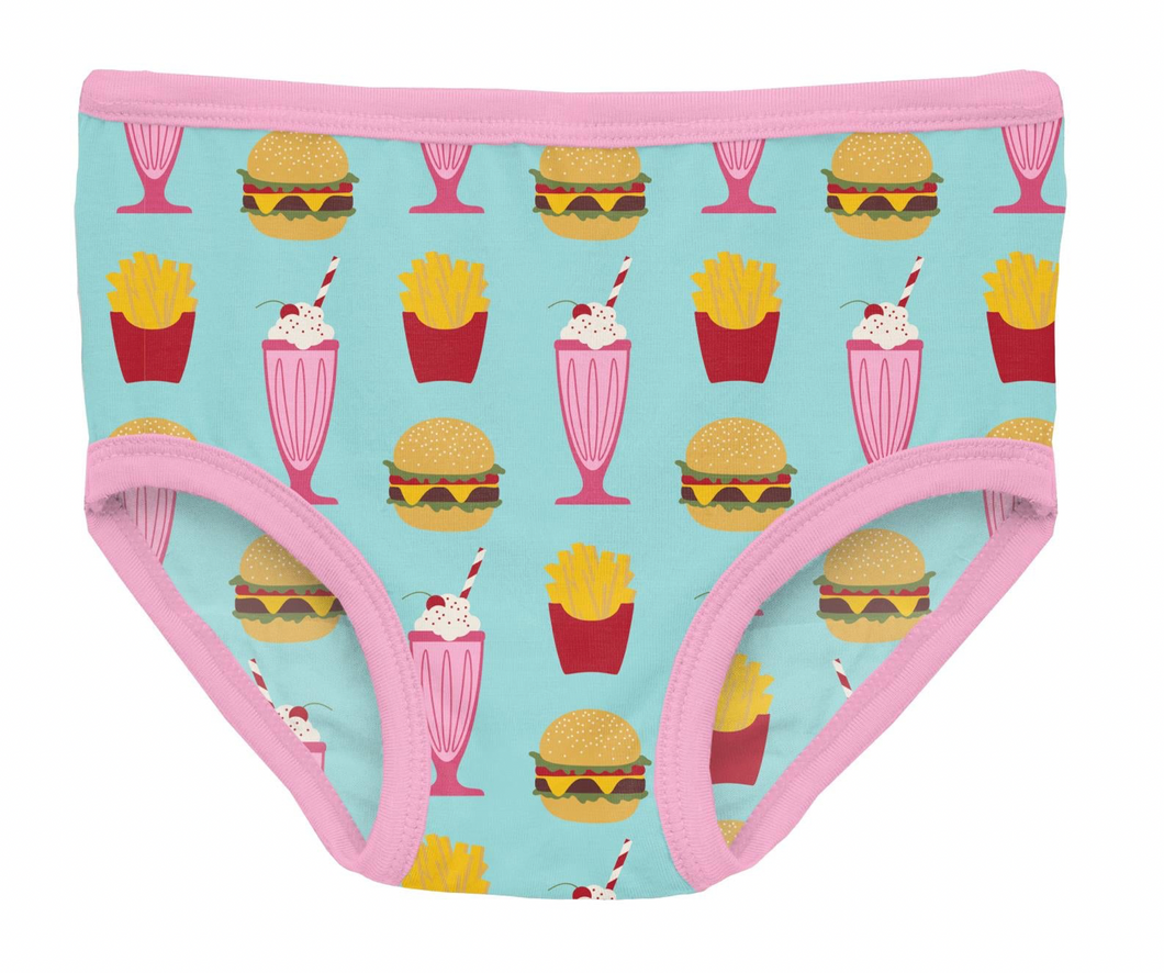 Kickee Pants Print Girls Underwear Summer Sky Cheeseburger Size 6
