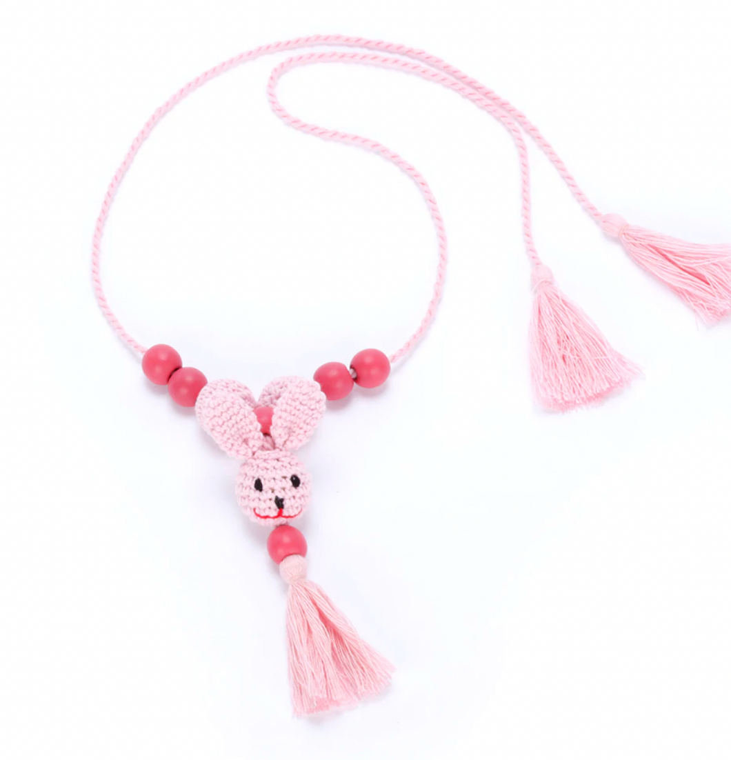 Peppercorn Kids Wild Critters Necklace Pink Rabbit
